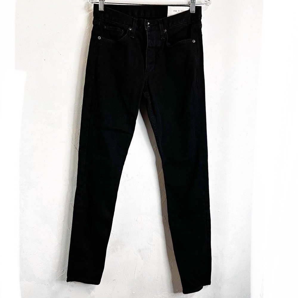 Rag & Bone Jeans Womens 29 Slim Fit 2 Black Wash Denim Cotton Stretch Button Fly